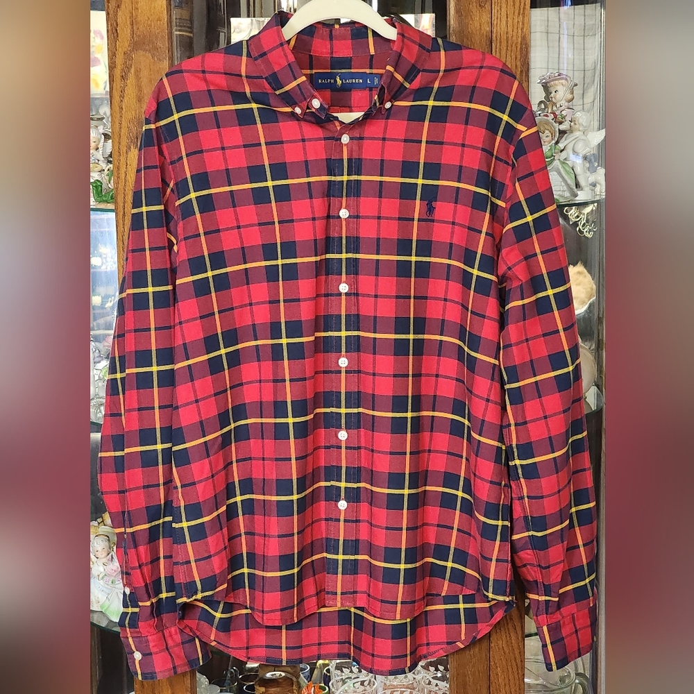 Men's Ralph Lauren Plaid Button Down Size Large